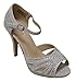 Bella Marie Shania-26 Women's peep toe rhinestone glitter strappy mesh dance sandals