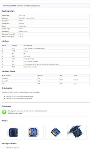 Waveshare 0.96inch OLED (A) Module 12864 Pixel I2C IIC SPI Curved/horizontal Pinheader SSD1306 Controller