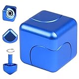 JZH Metal Aluminum Infinity Cube Fidget Hand Spinner Finger Spin Toys, Removable Finger Gyro Rubik Cube Naughty toys. (Blue)
