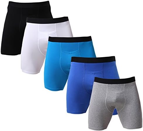 Men's Cotton Underwear Sexy Boxer Briefs Sport Boxers Comfortflex Waistband 5 Pack Large