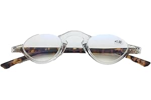 LARAKVEAKV Half Moon Reading Glasses For Men Women, Oval Computer Readers Half Frame Presbyopic Glasses Stylish Vintage