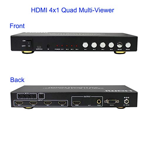Eazy2Hd Hdmi 4X1 Quad Multi-Viewer with Seamless Switcher with Ir Wireless Remote