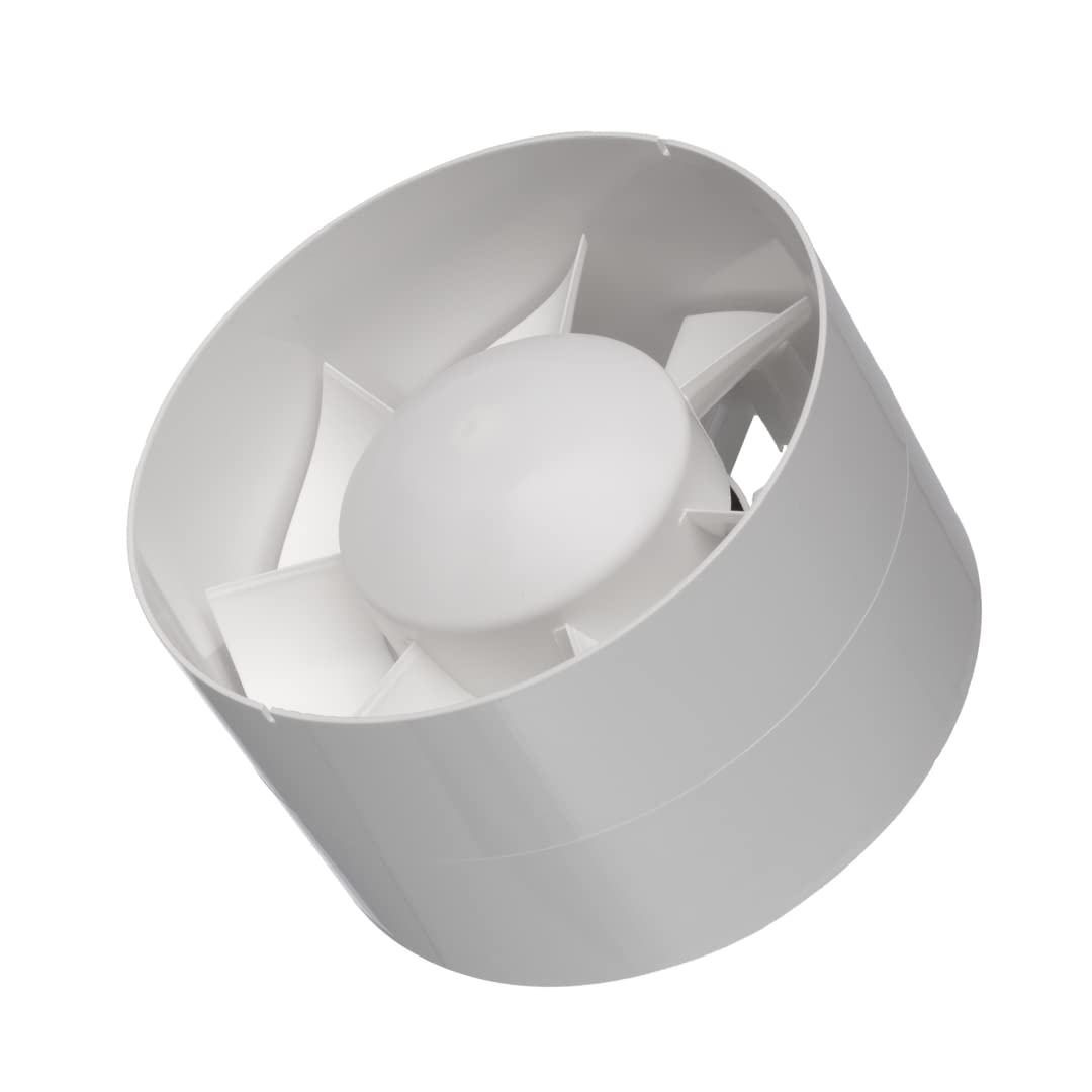 EUROPLAST Ø 125mm | 5 inch Round Pipe Fan with a Timer - Bathroom Fan - Duct Fan - Plastic - White