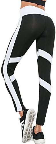 Black and White Color Contrast Patchwork Yoga Leggings Slim Gym Fitness Sports Pants High Waisted Yoga Pants