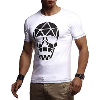 Leif Nelson Herren T-Shirt Totenkopf Slim Fit