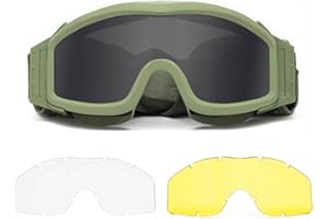 LEJUNJIE Airsoft Goggles, Tactical Safety Goggles Anti Fog Paintball Goggles with 3 Interchangeable lens Hunting Cycling