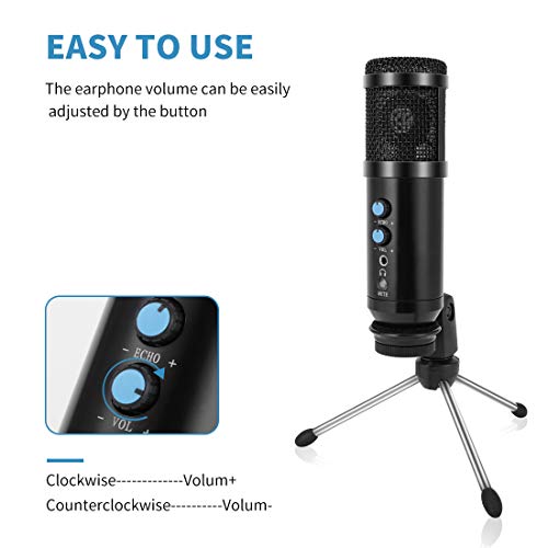 USB Microphone, Metal Condenser Recording Microphone for Laptop MAC or