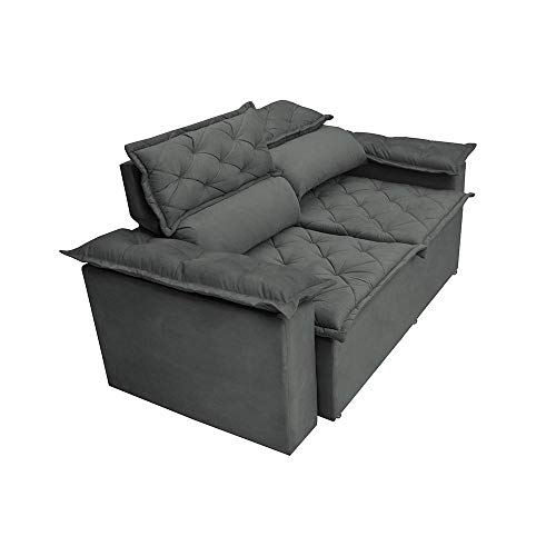 Sofá 3 Lugares Retrátil e Reclinável Cama Inbox Compact 1,80m Velusoft Cinza