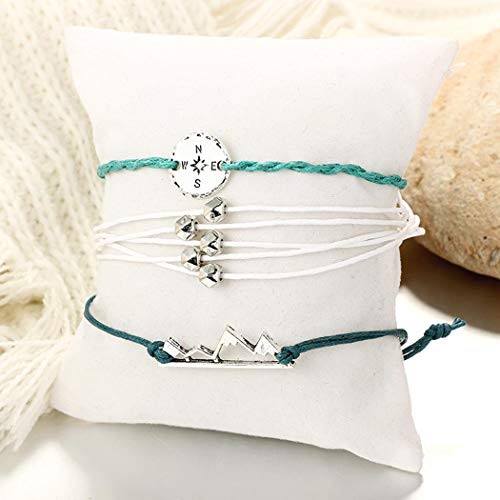 Yalice Boho Anklets with Mountain Compass Rope Ankle Bracelet Beach Foot Chain for Women and Girls