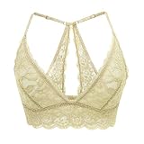 Sexy Lace Satin Bralette Triangle Bikini Top Wireless Strappy Unpadded Comfortable Imitate Silk Bras for Women (Medium, Skin)