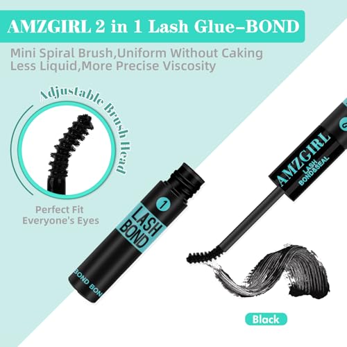 Lash Glue,Eyelash Glue,Waterproof Lash Bond and Seal,Lashes Clusters Glues for DIY Eyelash Extensions,Lash Glue for Eyelash Clusters 2-in-1 Bond and Seal Strong Hold 72H,Latex-Free(10ml)
