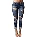 VICVIK Women Knee Skinny Denim Distressed Ripped Boyfriend Jeans (M)