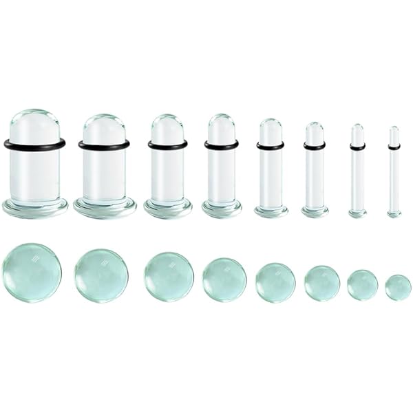 Atomhole Glass Ear Gauges Stretching Kit - 3 Pairs 16G To 12G Solid Tunnels & Taper Expanders