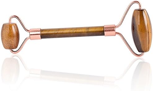 GAOQQ Natural Jade Roller Massager Eye Massage On The Face Of Tiger Eye Stone Roller High End Cosmetic Thin Face Instrument,RoseGold