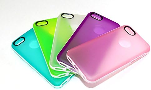 iPhone 5C Case, Wholesale 5pcs/lot 5 Colors White Platic Trim Soft Clear Gel Back Cover Bumper Case Skin for iPhone 5C (Teal, White, Green, Purple, Pink)