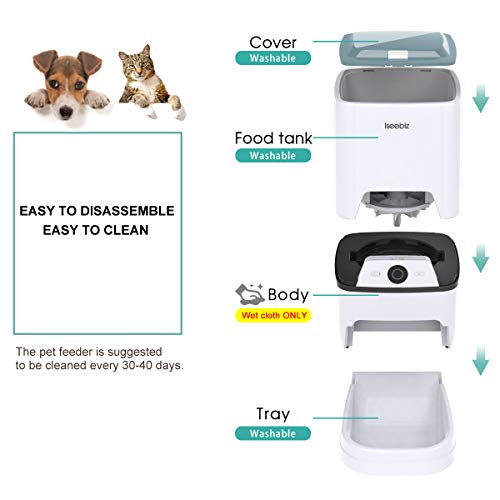 Automatic Pet Feeder, 6L Smart Feeder Dog Cat Food Dispenser with WiFi App Control,Voice