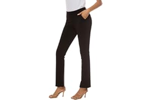iChosy Women's Pull On Barely Bootcut Stretch Dress Pants