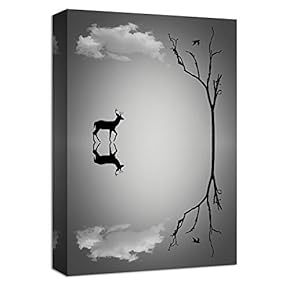 Canvas Wall Art Lonely Animal Painting Artwork for Home Prints Framed - 12x18 inches
