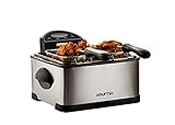 Gourmia GDF-500 Compact Electric Deep Fryer, 3 Baskets with Digital Timer & Thermostat, Stainless Steel, 4.2 quart/18 Cups of Oil/4 lbs of Food, 1700W, Silver