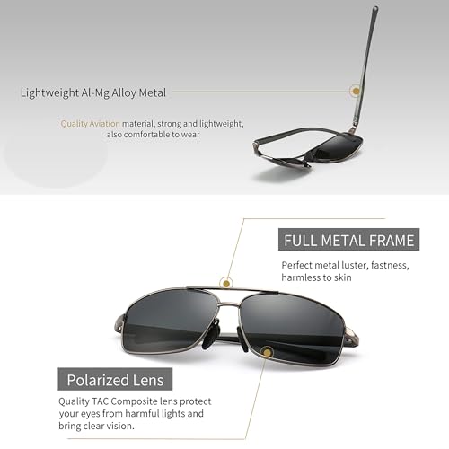 SUNGAIT Ultra Lightweight Rectangular Polarized Sunglasses Men UV400 Protection