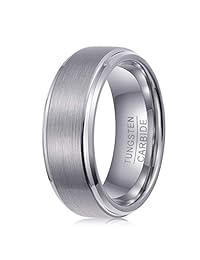 PINONLY Anillo de carburo de tungsteno para hombre, anillo de compromiso, anillo de promesa, anillo de tungsteno para mujer, 0.236 in, 0.315 in, negro, oro rosa, azul, blanco, ajuste cómodo, cepillado