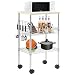 FDW Heavy Duty Utility Cart Wire 3 Tier Rolling Cart Organizer NSF&nbsp;Kitchen&nbsp;Cart on Wheels Metal Microwave Cart Large with Wire Shelving and Microwave Table Heavy Duty Commercial Grade, Wood/Chrome