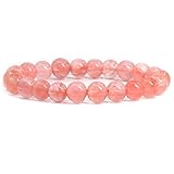 Smelted Cherry Quartz Gemstone 8mm Round Beads Stretch Bracelet 7