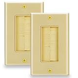 BATIGE Brush Wall Plate Anti-dust Wall Mount Panel Cable Pass Through Insert for Wires Single Gang Cable Access Strap Wall Socket Plug Port for HDTV HDMI Home Theater (1 Gang (2 Pack), Ivory White)