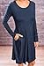 ZESICA Women's Long Sleeve Solid Color Pockets Casual Swing Pleated T-shirt Dress