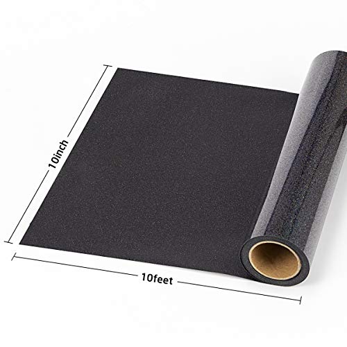 JANDJPACKAGING Glitter Black Heat Transfer Vinyl HTV for TShirts