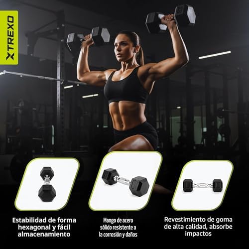 Halteres hexagonais duráveis de ferro fundido de 2,5 kg com revestimento de borracha para ginásio em casa, com pega ergonómica, halteres hexagonales estáveis e versáteis HXD25
