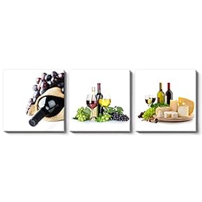 3 Piece Canvas Wall Art for Living Room Bedroom Home Artwork Paintings Red Wine Ready to Hang - 12"x12"x3 Panels