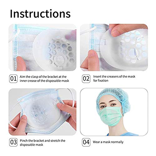 3D Silicone Mask Insert,Bracket for Inner Support Frame,Face Mask Cover Inner Support,Face Mask Frame Support Design for Adult Kids,Silicone Inner Support Frame for More Breathing Space(5 Pack,White)