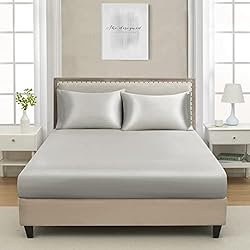 Queen Silk Satin Fitted Sheet, Soft Deep Pocket