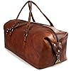 NAMA-James-Weekender-Echtes-Leder-Reisetasche-Vintage-Retro-Sporttasche-60-cm-45-Liter-fuer-Damen-und-Herren-Duffle-Bag-Schultertasche-Naturleder-Braun