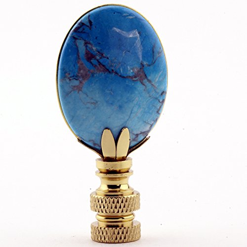 Light Lapis Oval Stone Lamp Finial 2.5 Inches High