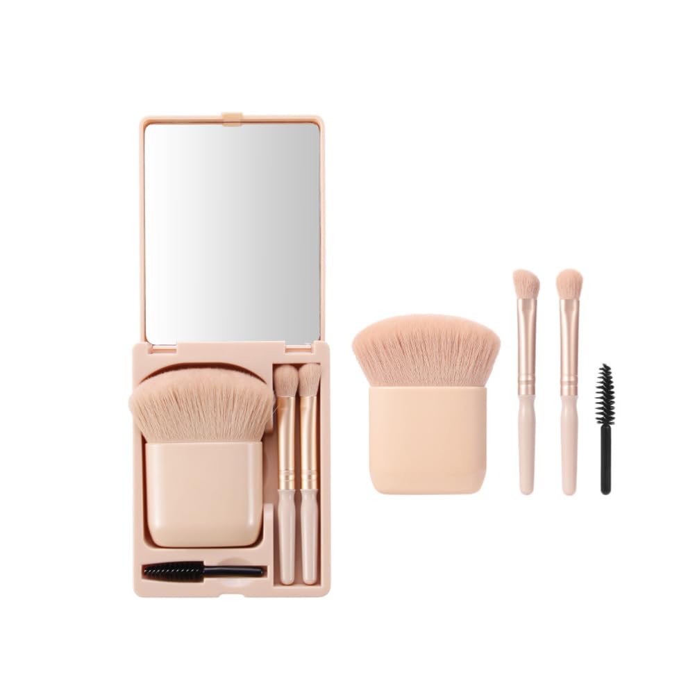 ARFUKA Travel Makeup Brush Set Mini Complete Function Cosmetic Brushes Kit Mini Makeup Brushes with Brush Case and Built-in Mirror