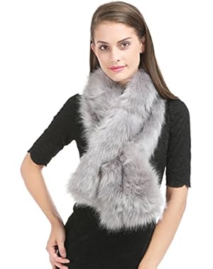 Women's Winter Faux Fake Fur Straight Scarf Wrap Collar Shawl Shrug