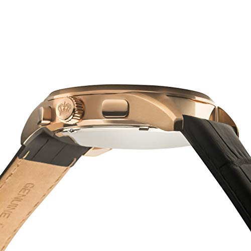 LOUIS-XVI-Herren-Armbanduhr-Varennes-Rosegold-Schwarz-Chronograph-Analog-Quarz-echtes-Leder-Schwarz-919