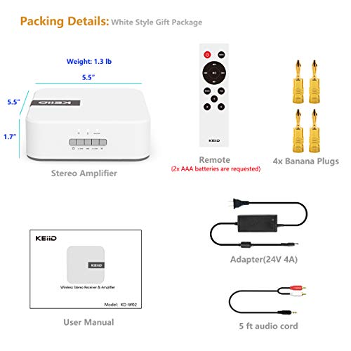 KEiiD Stereo Receiver, WiFi Bluetooth Wireless Streaming, Subwoofer