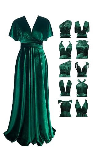 Velvet Infinity Dress with Bandeau, Convertible Bridesmaid Dresses, Multiway Wrap Maxi Long Formal Dress for Wedding Guest