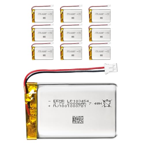 10X EEMB 3.7V 2000mAh Lipo Batterie Akku 103454 2Ah Lithium Polymer Batterien mit JST Stecker.Stellen Sie sicher, DASS die Polarität des Geräts vor de