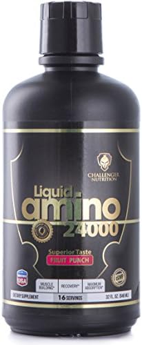 CHALLENGER NUTRITION - Amino liquid - 32 Oz. Fruit Punch - Best Tasting WITH 24g of Amino Acids per serving. For Increase Muscle Mass, Strengthen Muscle Tissue, Speed Recovery