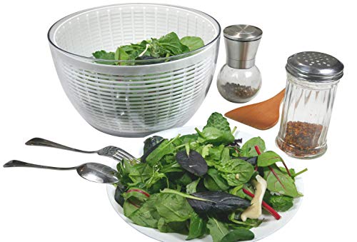 Brieftons QuickDry Salad Spinner: Large 6.2 Quart Vegetable Washer & Dryer with Bowl, Easy One-Handed Pump Operation, Heavy Duty, Compact Storage, Perfect for Washing and Drying Leafy Vegetables