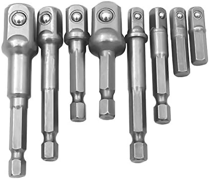 PANOVO (8Pcs) PE-14000 Impact Socket Adapter/Extension Set.Hex Shank Drill Bits Set 1/4" 3/8" 1/2" Bits New.