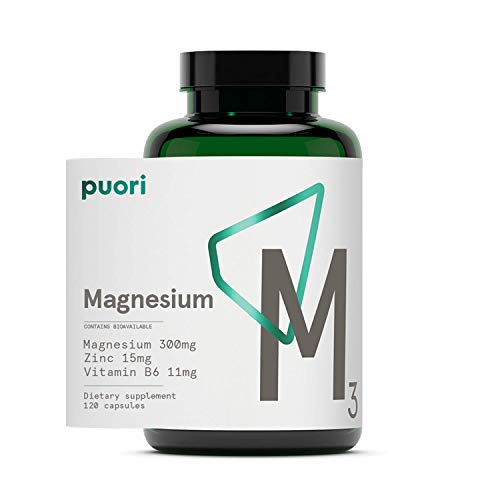 Puori Organic Magnesium Zinc Supplement 300mg x 120 Vegan Capsules M3 for Sleep & Immune