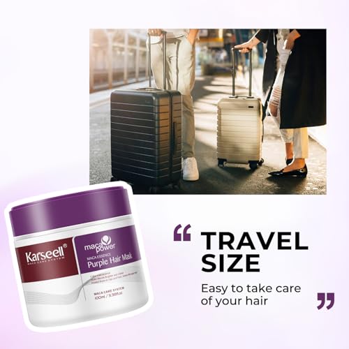 Karseell 3.38floz 100ml Purple Hair Mask Professional Neutralizes Brass & Yellow Tones For Blonde Silver Gray Highlighted Hair