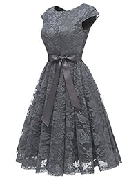 BeryLove Vestido corto de encaje floral para dama de honor