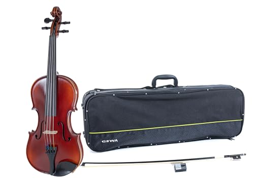 GEWA Set di violino Ideale VL 2 per mancini – 4/4 pronto per suonare, arco in carbonio, corde Larsen Aurora, custodia per violino
