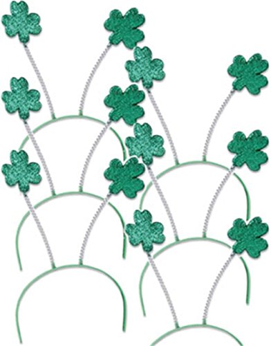Set 6 St Patricks Day Green Shamrock Head Boppers Hats